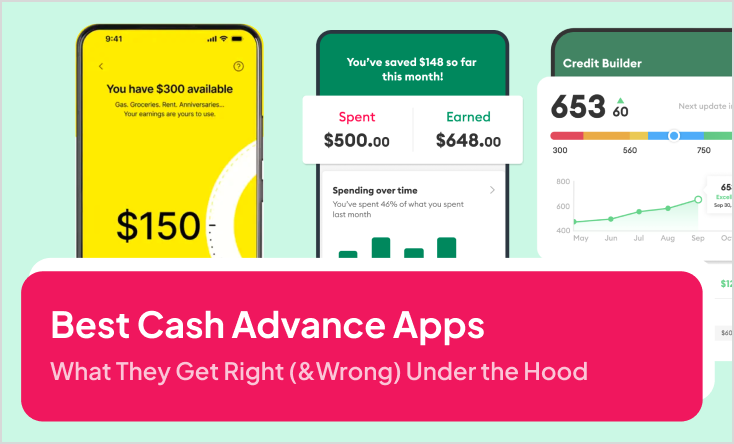 Lovable mobile app capabilities infographic comparing what it ships versus where it breaks, with heart icon divider on a pink background