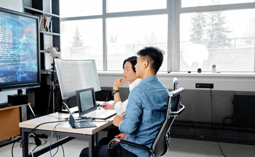 two developers coding