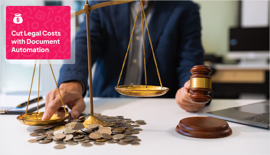 a scale with money on one side and a gavel in the other hand