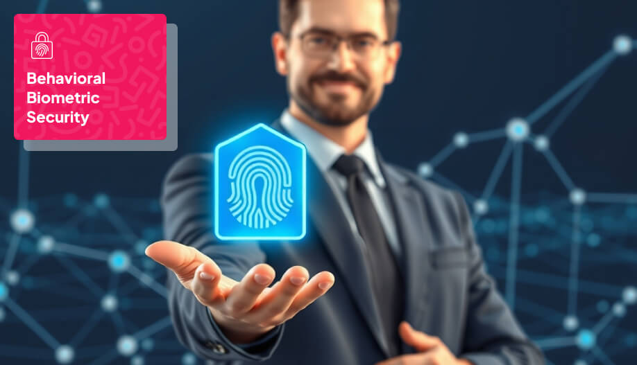 a businessman showing a fingerprint representing biometric integration