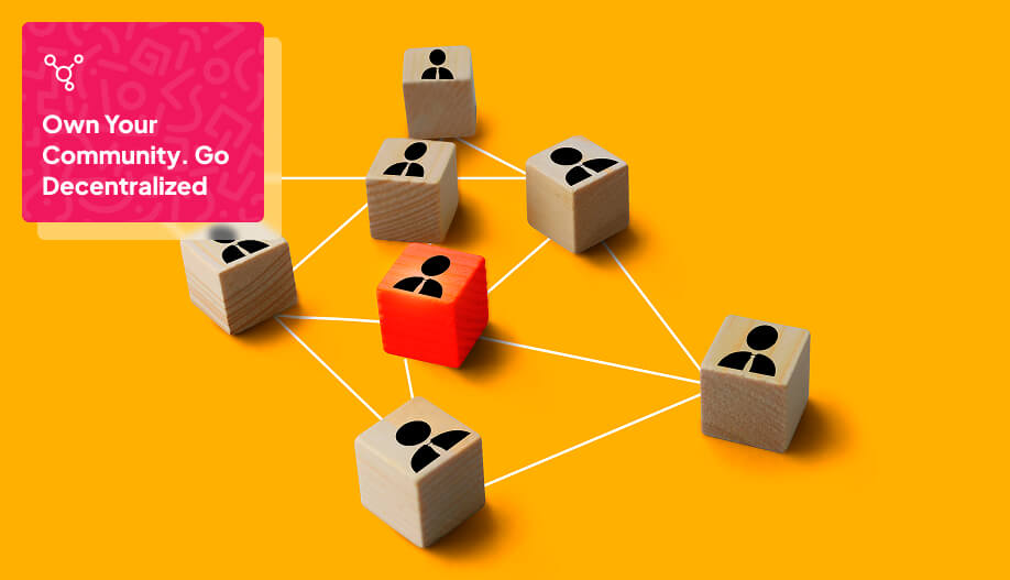 Visual representation of decentralized, open-source community platforms with user-owned servers.