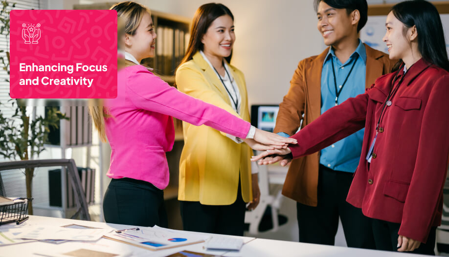 employees with hands together symbolizing unity across teams