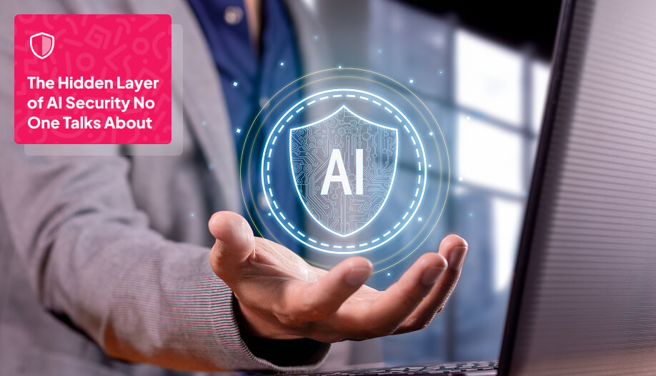 a businessman's hand showing a floating digital icon of AI