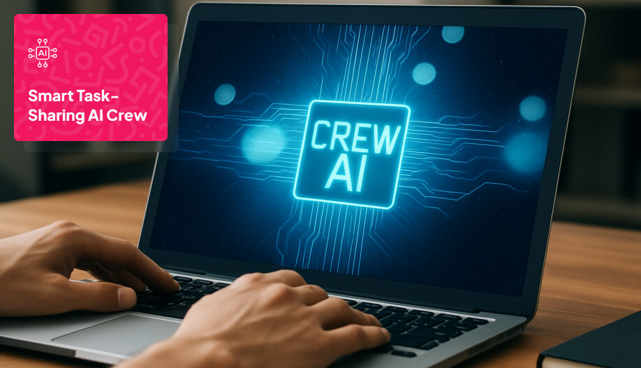 a laptop screen showing CrewAI