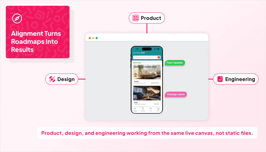 single screen in the center with a few small comment bubbles attached
