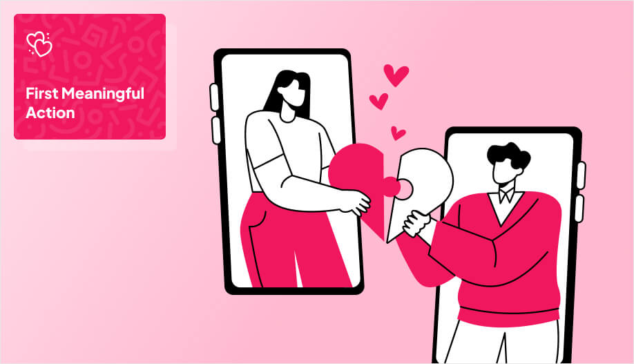 2 animated phone screens with one showing a girl and the other a boy holding a heart together symbolizing love match