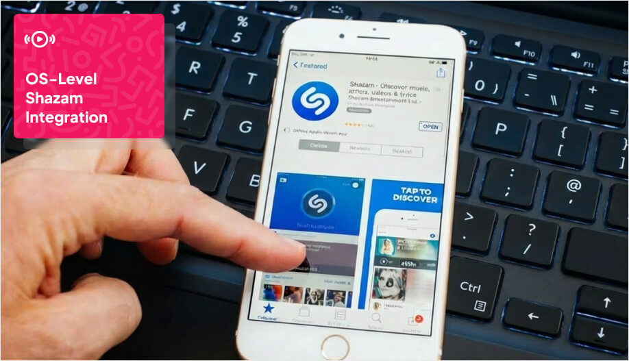 a phone screen showing shazam being installed in an iphone