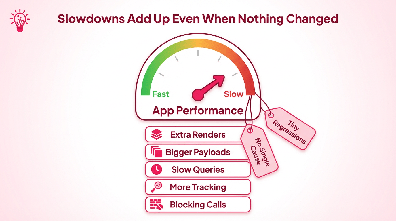 a speedometer labeled “App Performance.”