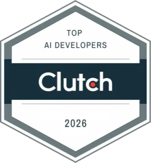 Clutch Top AI Developers 2026 award badge