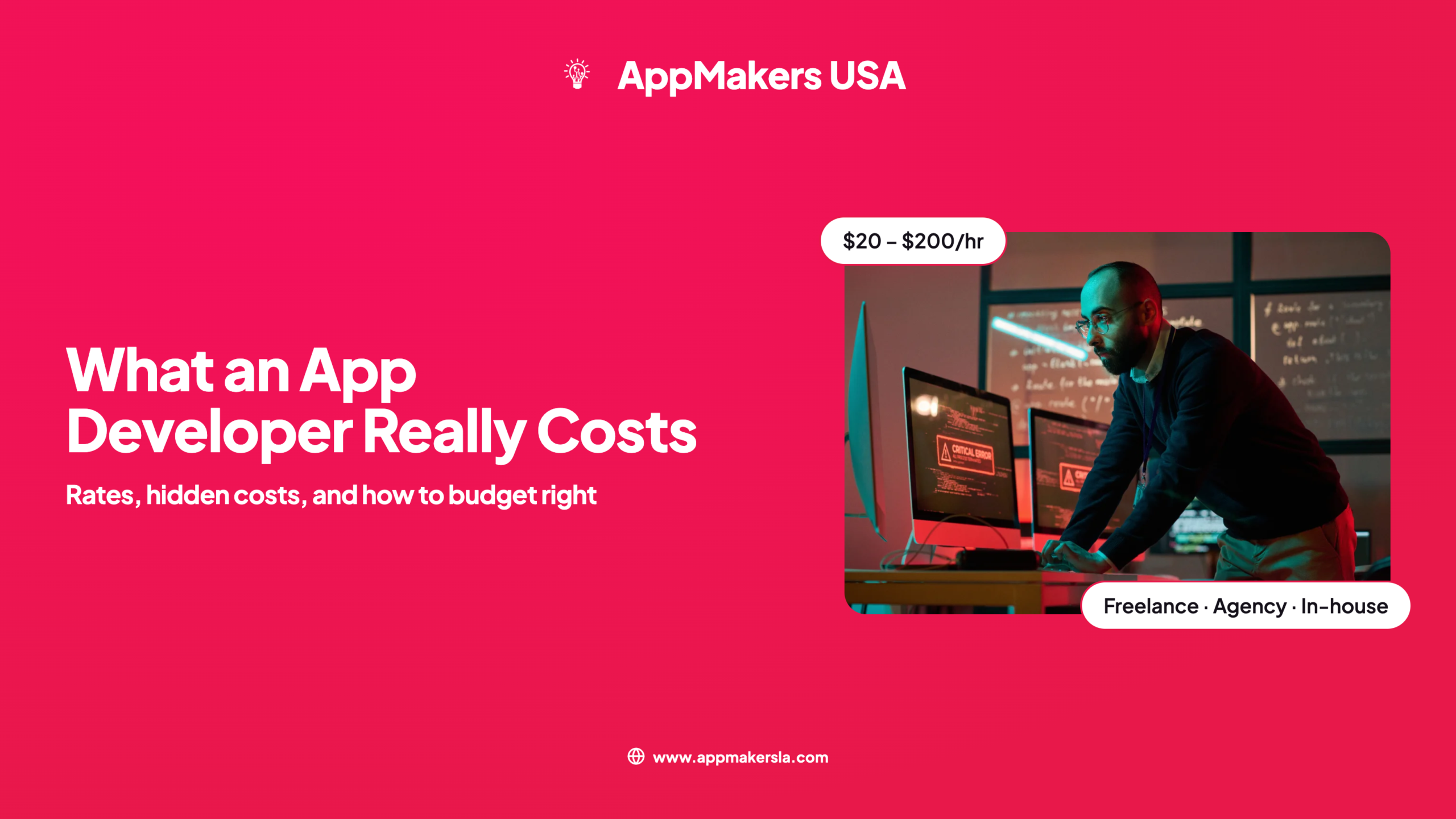 Best App Development Companies in the USA 2026 guide graphic with a research-backed bar chart on a dark red background